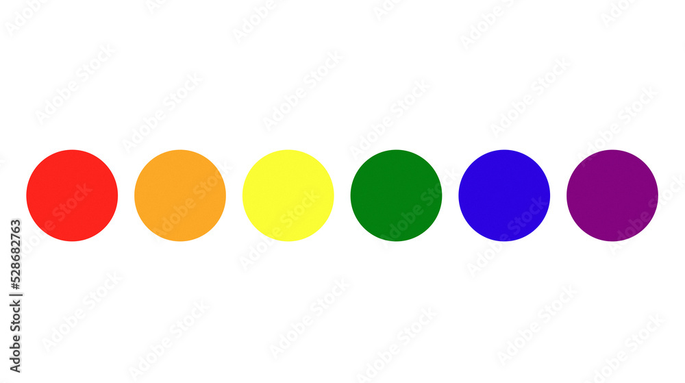 Graphic line of circles in LGBT pride rainbow colors