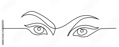 Continuous line drawing of eyes and eyebrows cosmetic vector illustration of beauty products photo