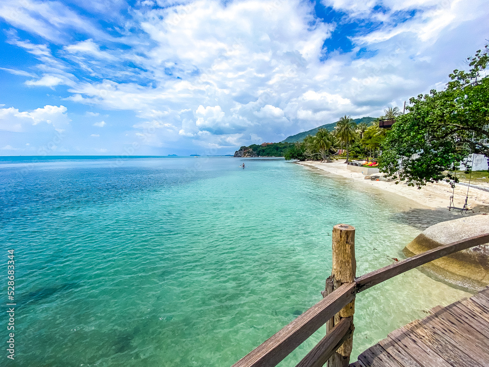 Leela Beach and wooden promenade in koh Phangan, Thailand Leela Beach and wooden promenade in koh Phangan, Thailand