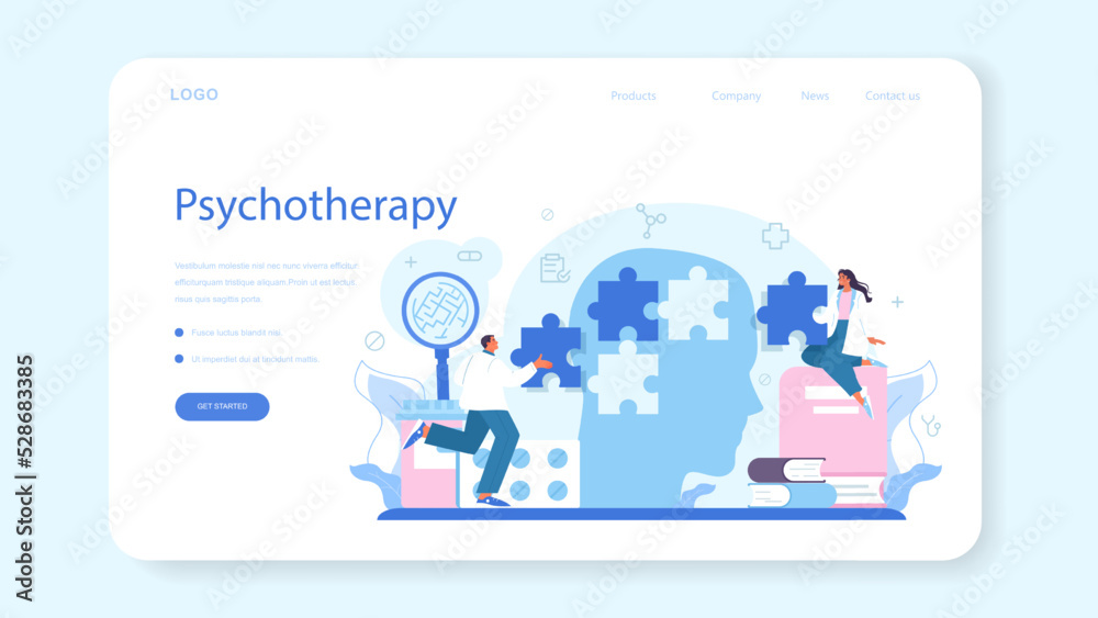 Psychotherapist web banner or landing page. Mental health diagnostic Psychotherapist web banner or landing page. Mental health diagnostic