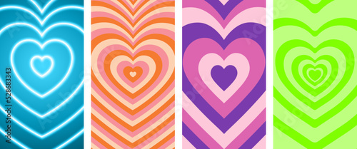 Heart Geometric Hypnosis Abstract Backgrounds. Lovely Vibes Posters Design.y2k Illustration.