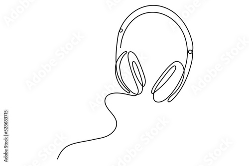 continuous line drawing of headphones