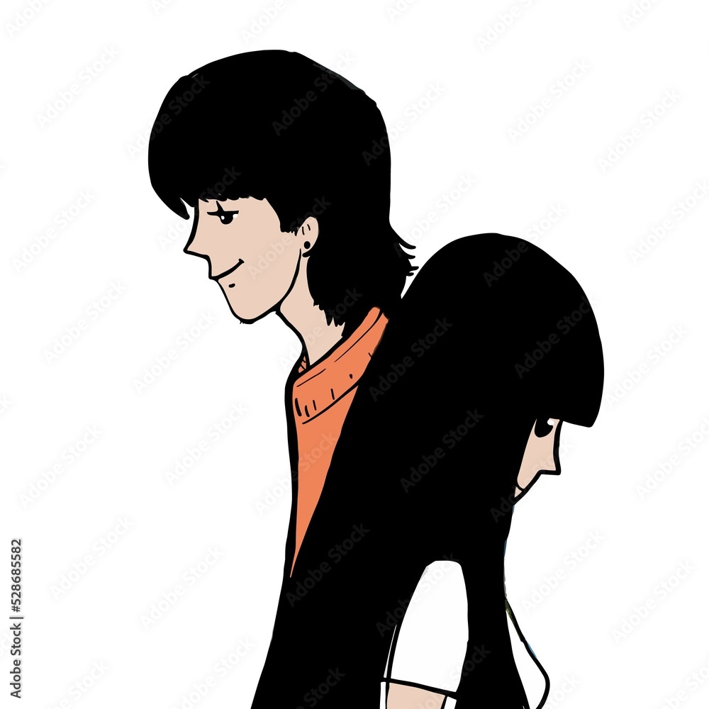 cartoon young couple on a good day