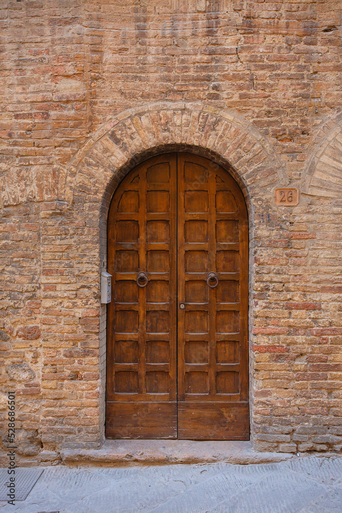 beautiful wooden door in medieval town