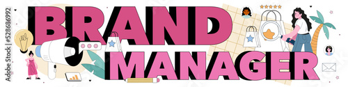 Brand manager typographic header. Specialist developing unique