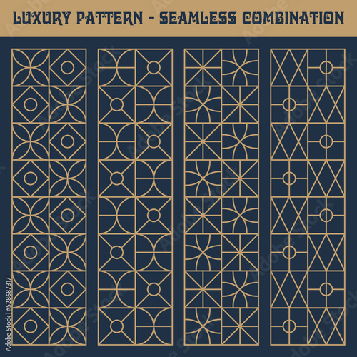 Geometric luxury seamless pattern combination abstract vector set. Elegant luxury texture for wallpapers, royal backgrounds and page fill.