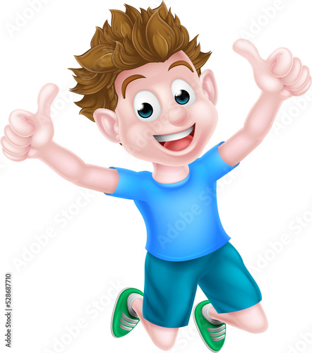 Happy Cartoon Boy Jumping