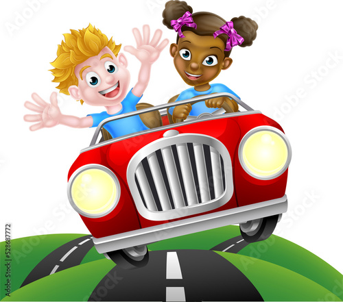 Characters Driving Car
