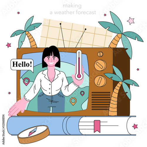 Meteorologist concept. Weather forecaster studying and monitoring