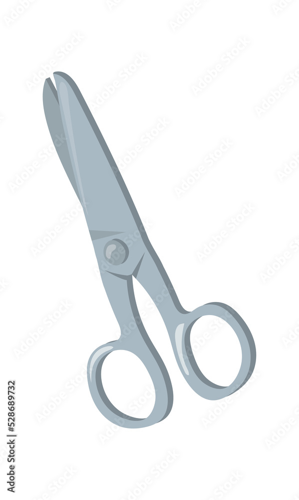 Cartoon gray scissors. School stationery shears, Tailors tool for cutting paper or hair, vector illustration Cartoon gray scissors. School stationery shears, Tailors tool for cutting paper or hair, vector illustration