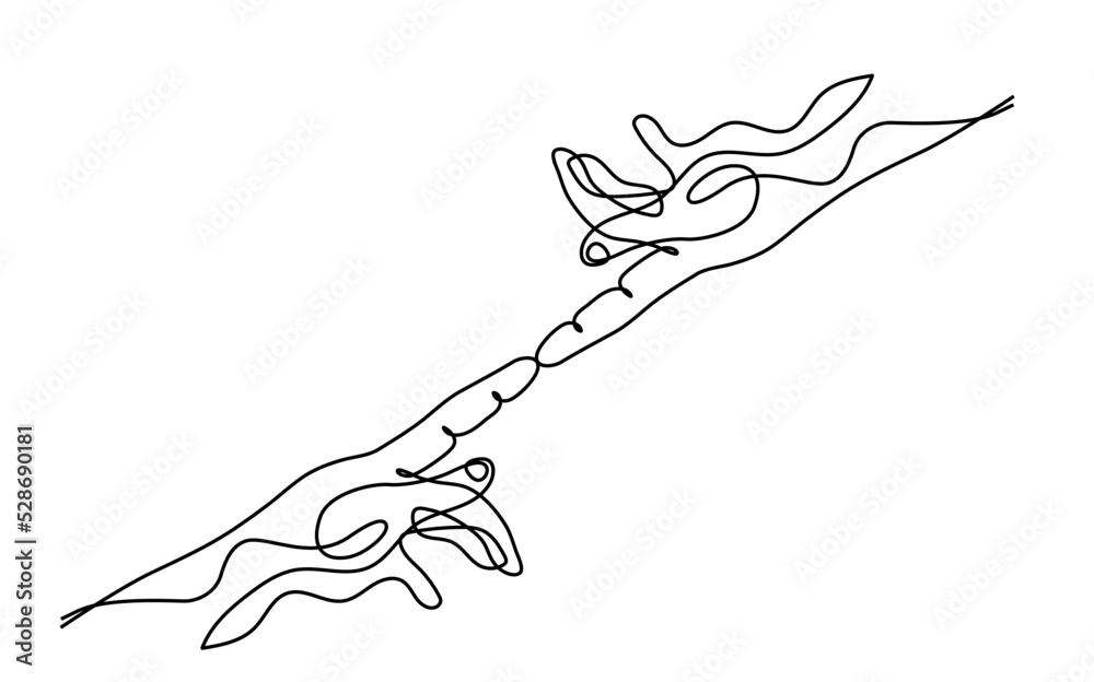 Continuous line drawing. Holding man and woman hands together. Vector ...