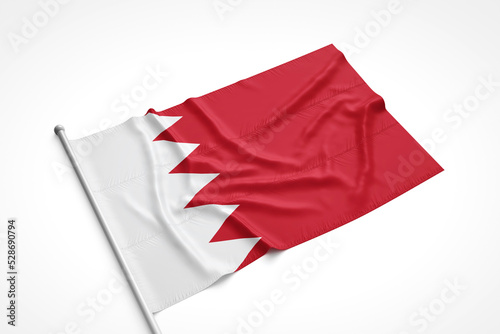 Bahrain Flag is Laying on a White Surface