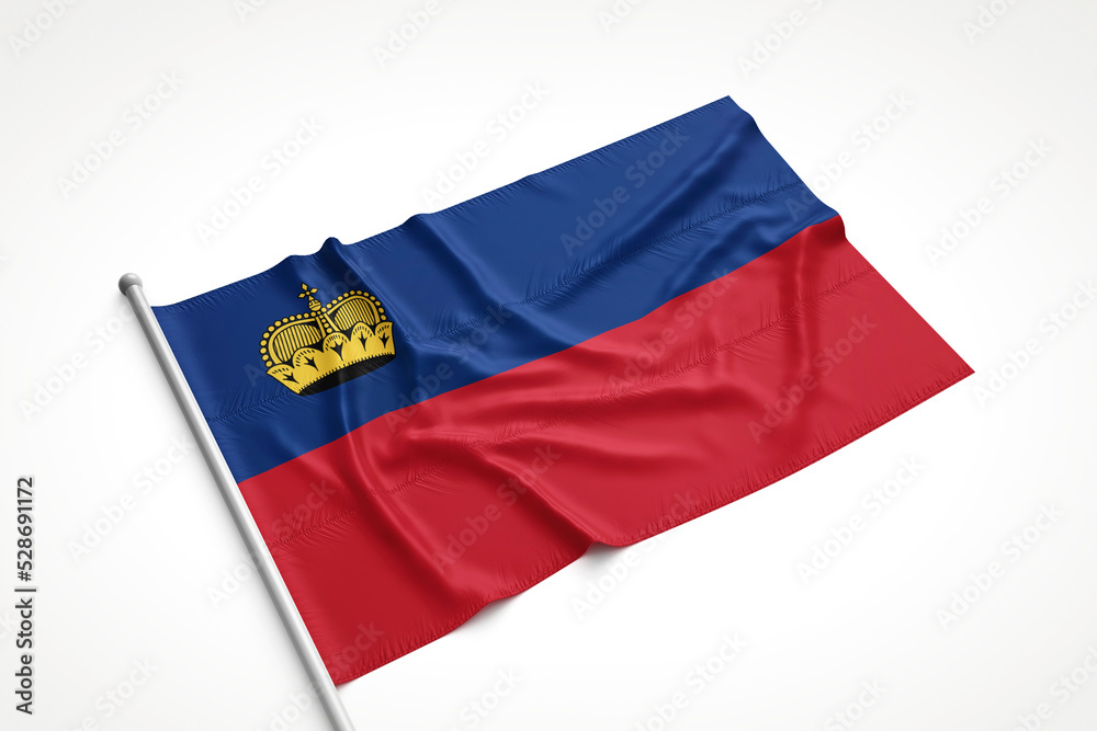 Liechtenstein Flag is Laying on a White Surface