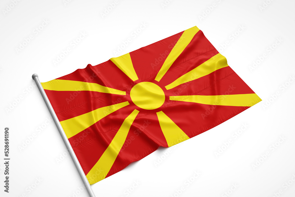 Macedonia Flag is Laying on a White Surface