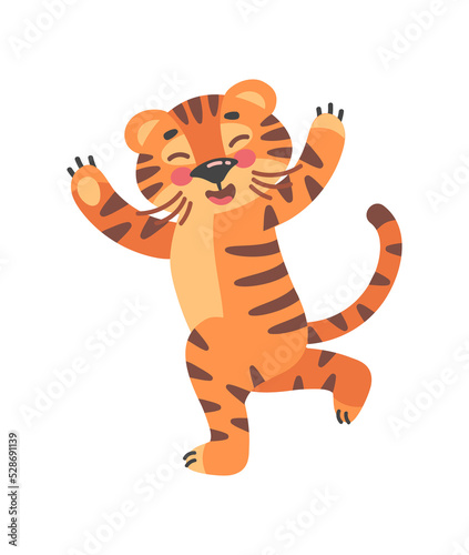 Fototapeta Naklejka Na Ścianę i Meble -  Happy wildcat. Tigers kid fron safari, vector illustration