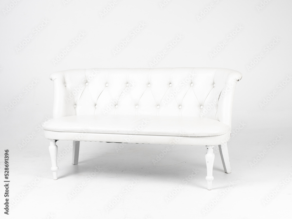 White skin sofa on white background
