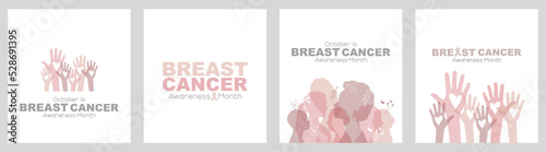 Fotografie, Tablou Breast Cancer Awareness Month card set.