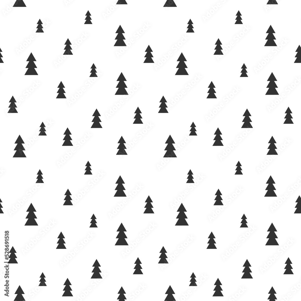 Christmas trees forest black and white seamless pattern. Christmas trees forest black and white seamless pattern.