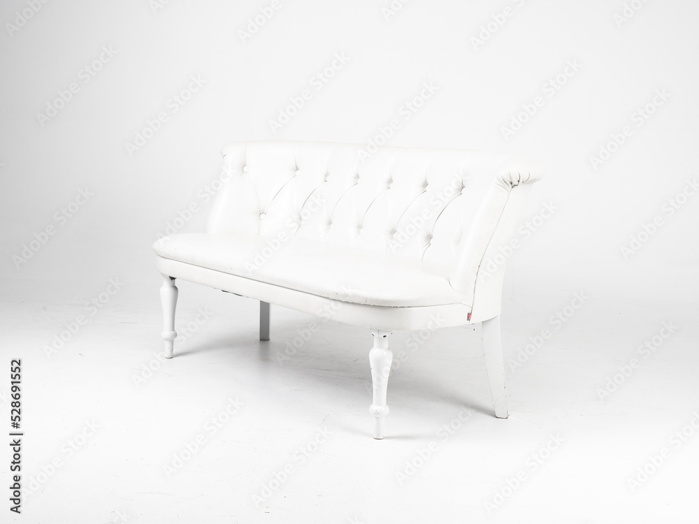 White skin sofa on white background