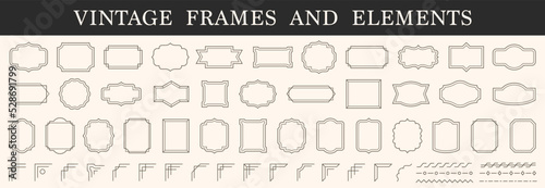 Vintage Frame, Border set. Old frames. Vintage elements. Vector illustration