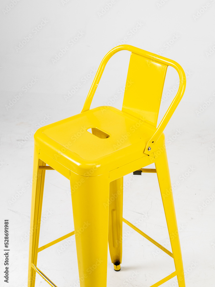 Yellow bar chair on white background