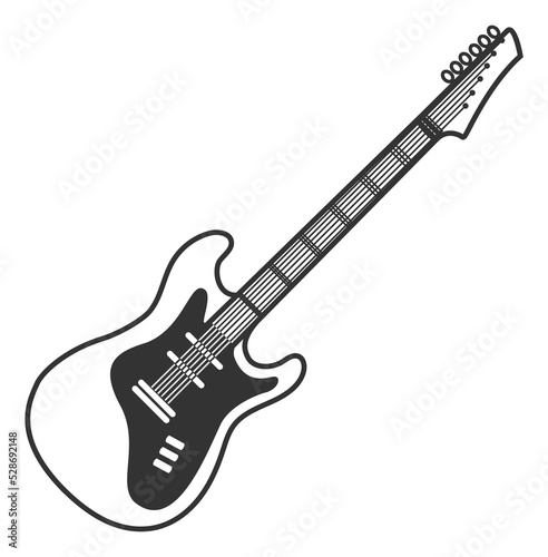 Electric guitar icon. Bass player symbol. Music sign