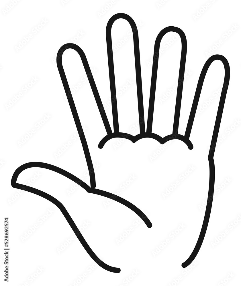 Obraz premium Greetiing hand gesture. Friendly open palm icon
