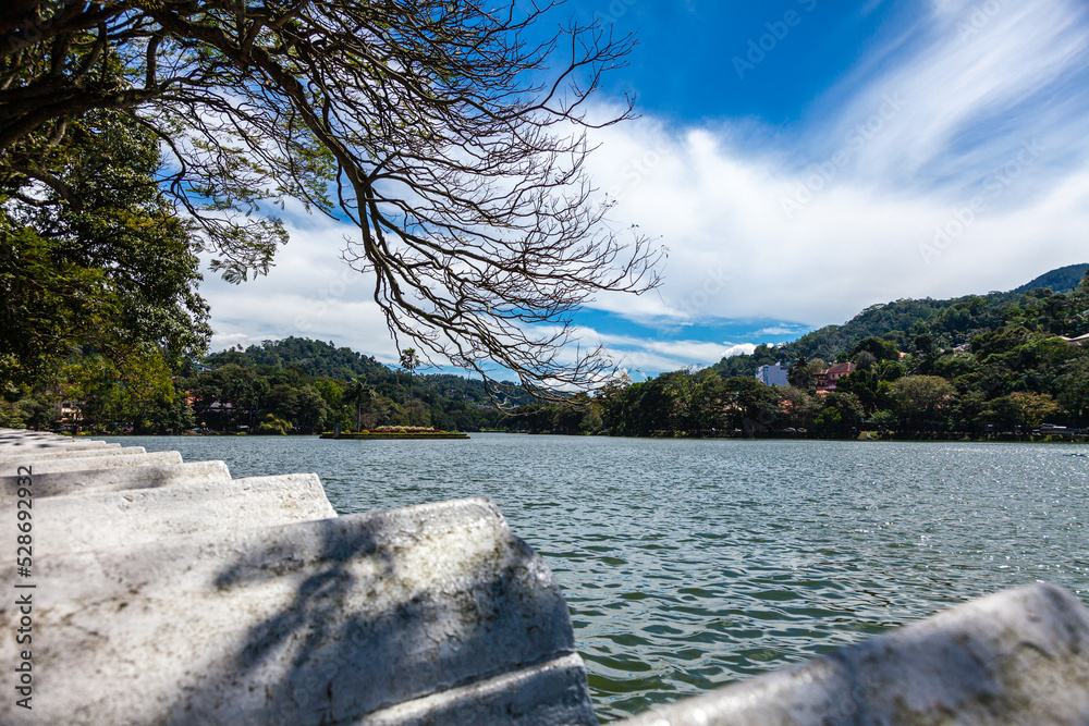 Beautiful lake in downtown Kandy in tropical Sri Lanka
