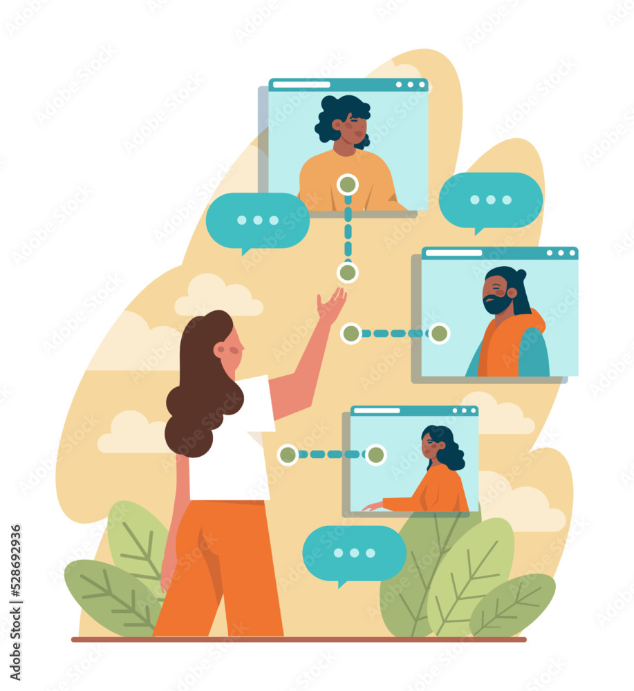 Advice concept. Character or employee giving or taking a piece of advice Advice concept. Character or employee giving or taking a piece of advice