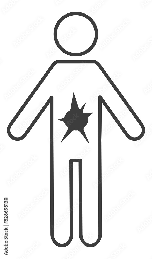 Human figure with black hole. Disease icon. Cancer concept Human figure with black hole. Disease icon. Cancer concept