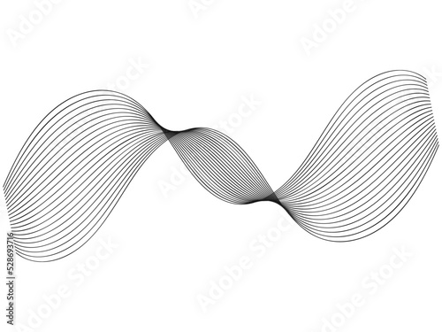 Black abstract wavy curved lines, wave texture. Isolated vector illustration, transparent background. Tech, business, science concept. Asset for banner, overlay, collage, montage.