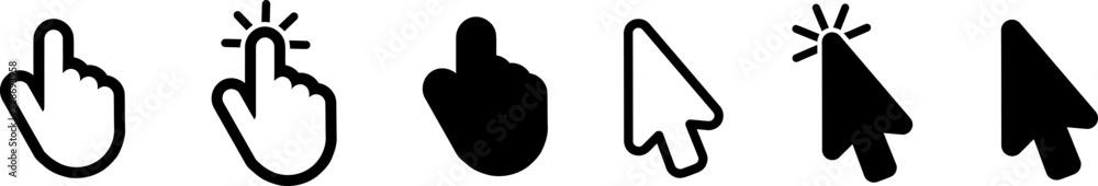 Computer mouse click cursor icons. Mouse click cursor vector