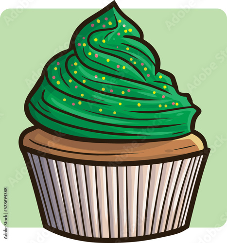 Elegant sparkling pine tree cupcake cartoon illustration