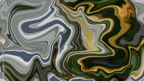 Abstract pattern background with zigzag and waves in blue, green and black tones. Artistic image processing created by yellow crocus photo. Beautiful multicolor pattern for design. Background image