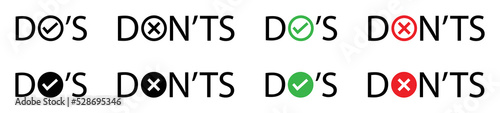 Do's and don'ts set icon, vector illustration