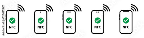 NFC icon. NFC smartphone payment icon, vector illustration