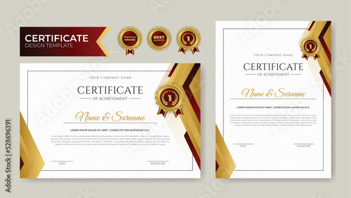 Red and golden elegant certificate template