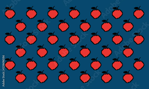 pixel style apple pattern vector that can be used for background