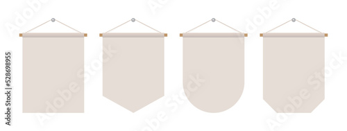 Interior hanging banner decoration frame illustration mock-up set.