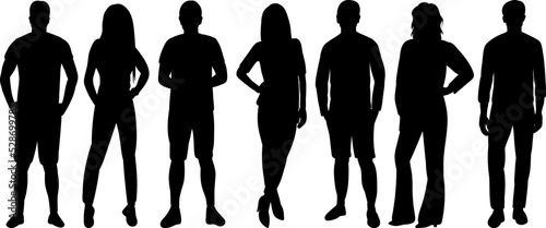 people standing silhouette isolated, vector