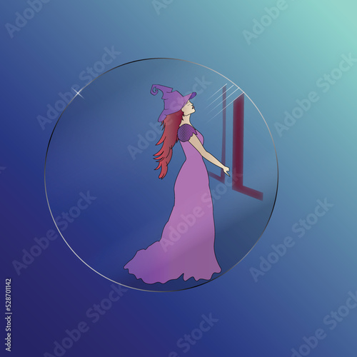 Witch trapped in a glass ball