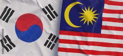 Canvas Print Flags of South Korea and Malaysia