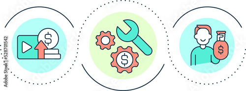 Commerce tools loop concept icon. Monetization instruments. Finance. Income and revenue abstract idea thin line illustration. Isolated outline drawing