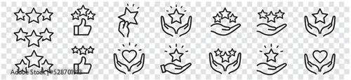 Star rating review Stars in hand vector line icon