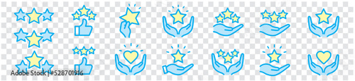 Star rating review Stars in hand vector line icon