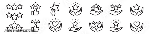 Star rating review Stars in hand vector line icon