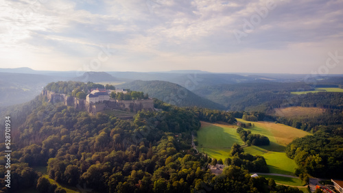 View of Königstein Fortress in Saxon Switzerland, National park Saxon Switzerland, Germany
