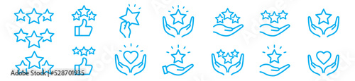 Star rating review Stars in hand vector line icon