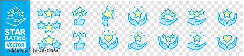 Star rating review Stars in hand vector line icon