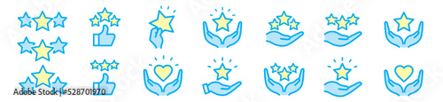 Star rating review Stars in hand vector line icon